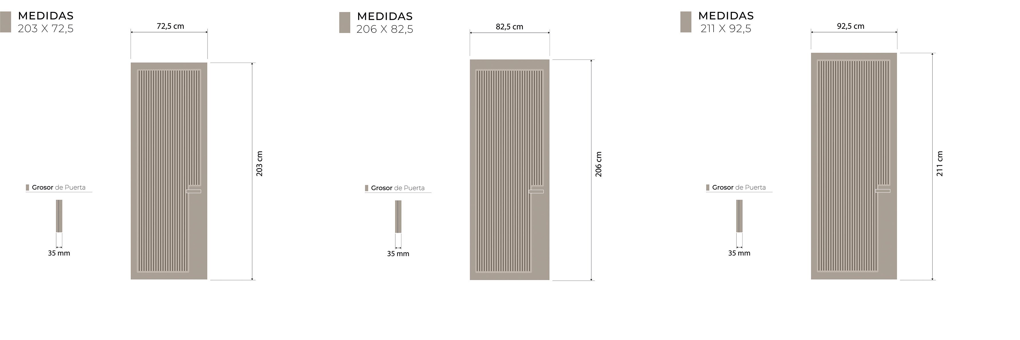 Medidas Técnicas Azalea Interior Lacada